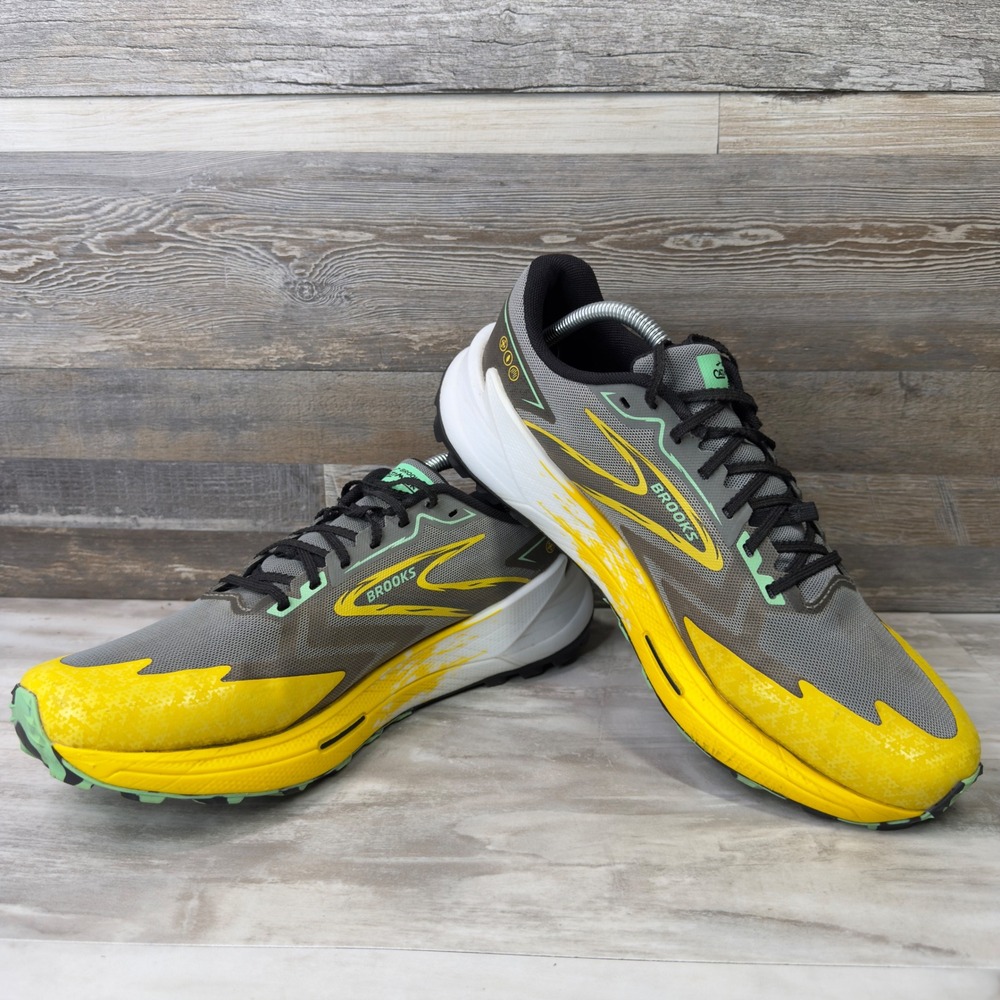 Brooks Catamount 3 Mens Size 11.5 Trail Running Shoes 1104161D333 Gray Yellow - Picture 3 of 8
